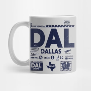 Vintage Dallas DAL Airport Code Travel Day Retro Travel Tag Texas Mug